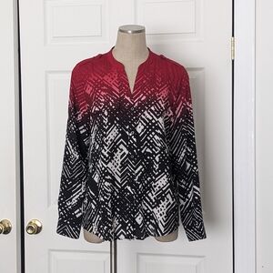 Calvin Klein Red and Black Patterned Blouse